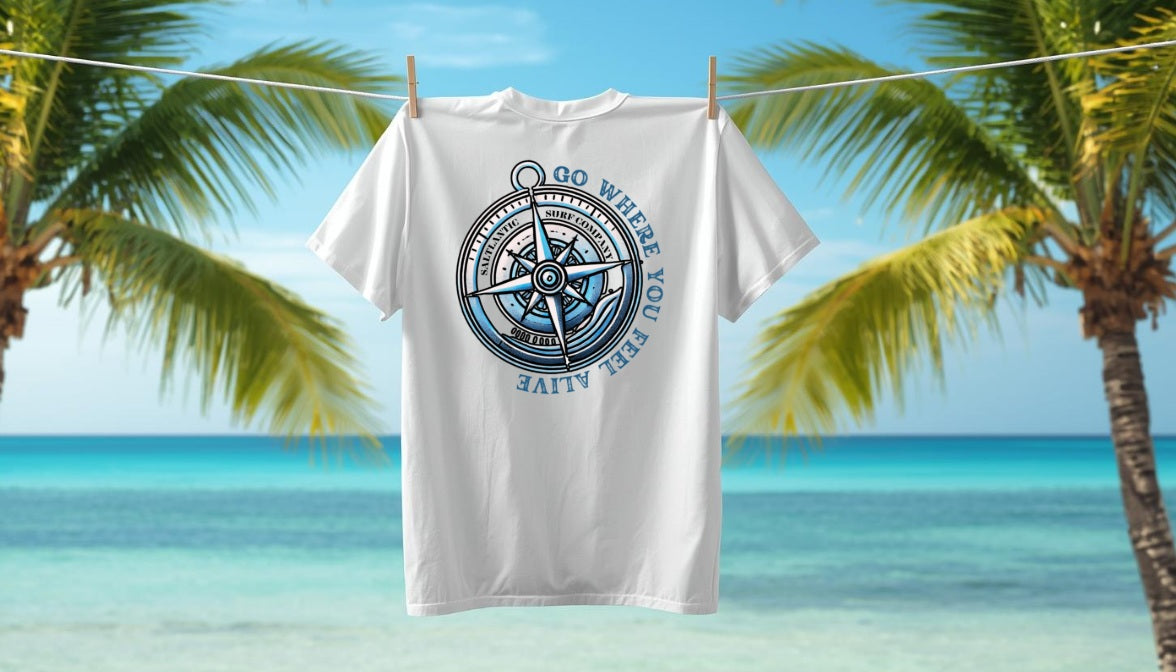 SALTLANTIC™ Surf Co. "Go Where You Feel Alive" Compass Tee