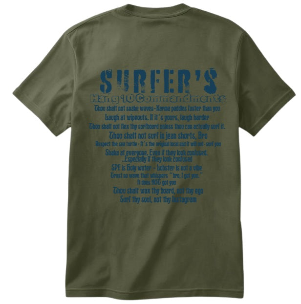 SALTLANTIC™ Surf Co. “SURFER’S HANG 10 COMMANDMENTS” TEE