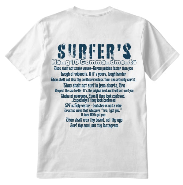 SALTLANTIC™ Surf Co. “SURFER’S HANG 10 COMMANDMENTS” TEE