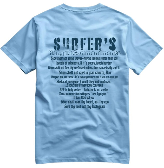 SALTLANTIC™ Surf Co. “SURFER’S HANG 10 COMMANDMENTS” TEE