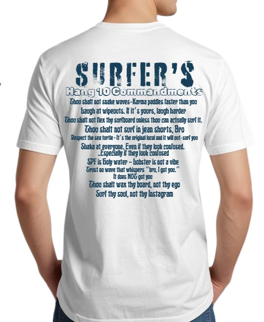 SALTLANTIC™ Surf Co. “SURFER’S HANG 10 COMMANDMENTS” TEE
