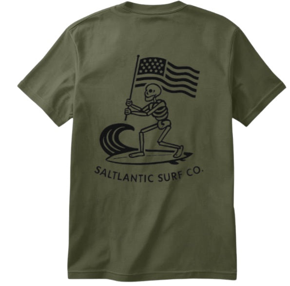 SALTLANTIC™ Surf Co. Skelly Wave Slayer™, Fl. USA" Tee