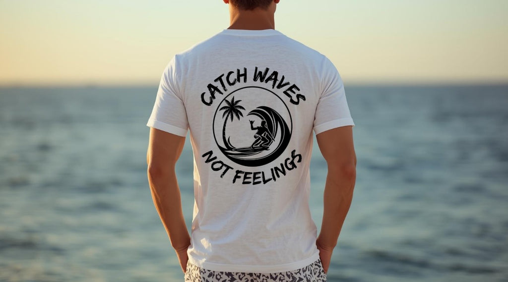 SALTLANTIC™ Surf Co. “Catch Waves, Not Feelings” Tee (Bro version)