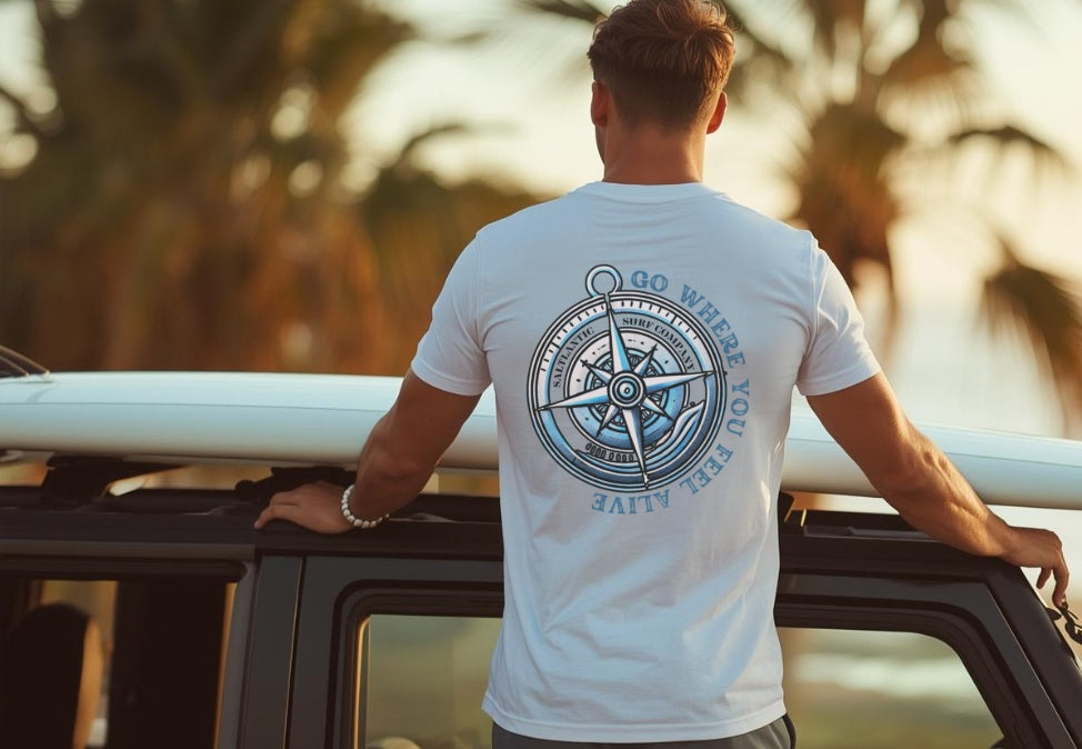 SALTLANTIC™ Surf Co. "Go Where You Feel Alive" Compass Tee