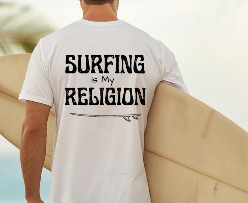 SALTLANTIC™ Surf Co.  “Surfing Is My Religion” Tee