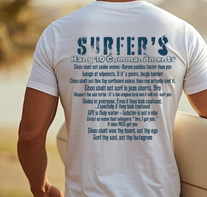 SALTLANTIC™ Surf Co. “SURFER’S HANG 10 COMMANDMENTS” TEE